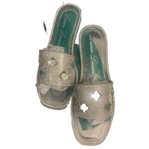 NIB Size 10 Lauren Lorraine JELLY FLATS Bianca Clear Sequins Silver Box Not Mint